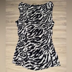 Cable & Gauge Black and White Zebra Print Sleeveless Top